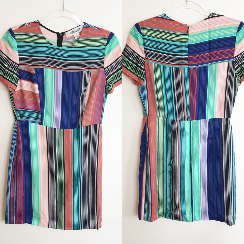 Diane Von Furstenberg Multi-Color Striped Mini Dress